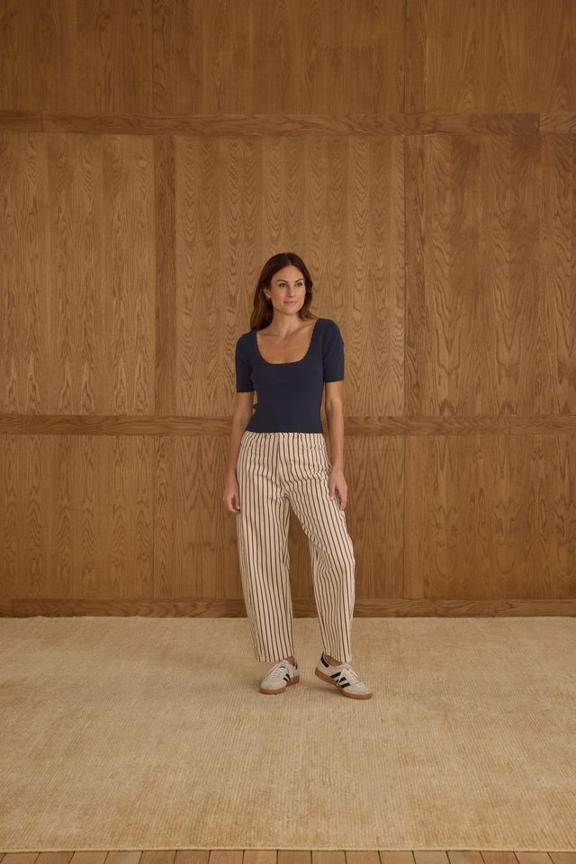 Barrel Pant || Burgundy Pinstripe