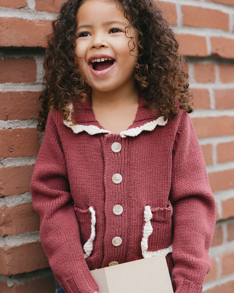 Collared Cardigan | Burgundy