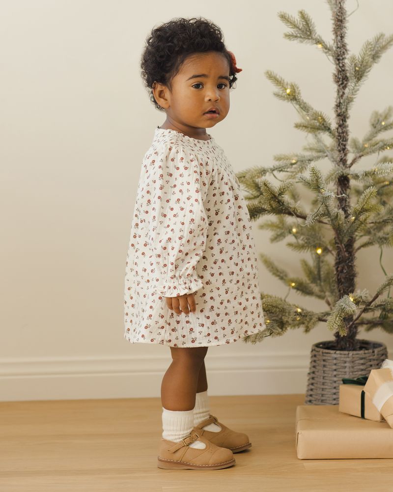 V Smocked Dress | Winter Ditsy