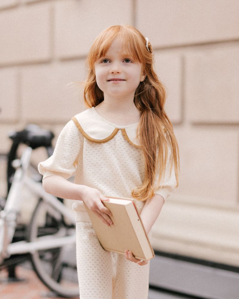 Pointelle Collared Top | Natural