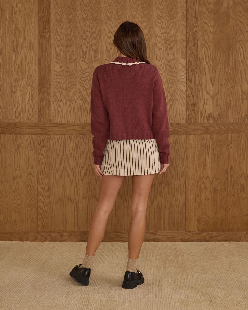 Collared Cardigan || Burgundy