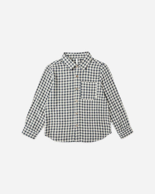 Collared Long Sleeve Shirt | Navy Check