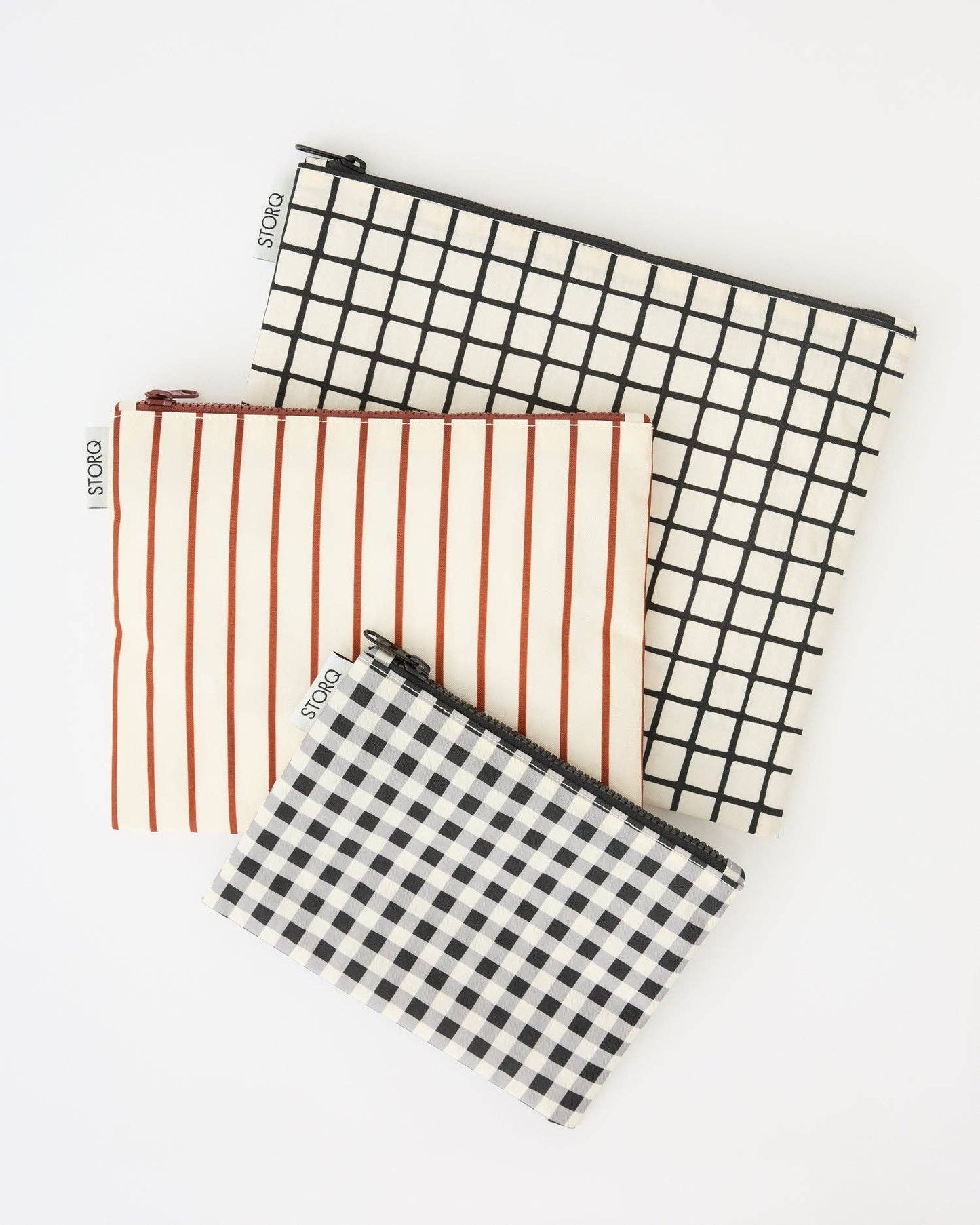 Fall Colors: Zipper Pouch Three-Piece Set: Black Grid