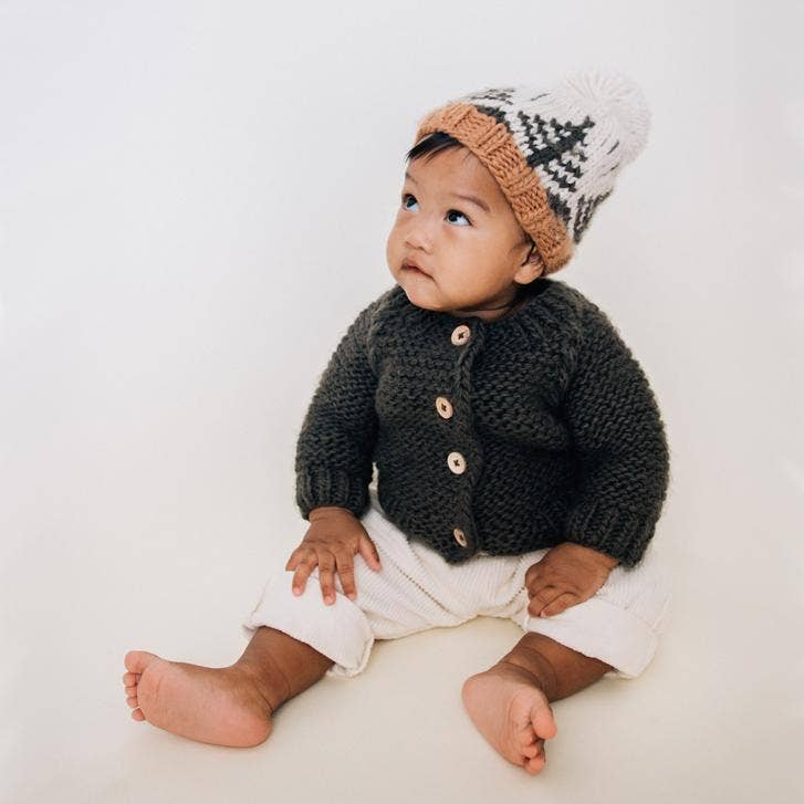 Loden Garter Stitch Cardigan Sweater: 12-18 months