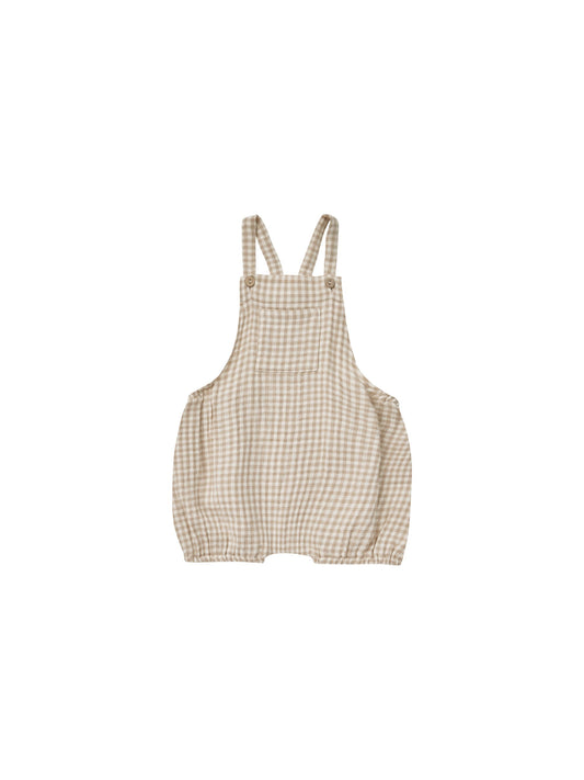 Hayes Romper I Oat Gingham