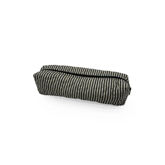 Quilted Hot Tools Bag | Linen/Black Ticking Stripe