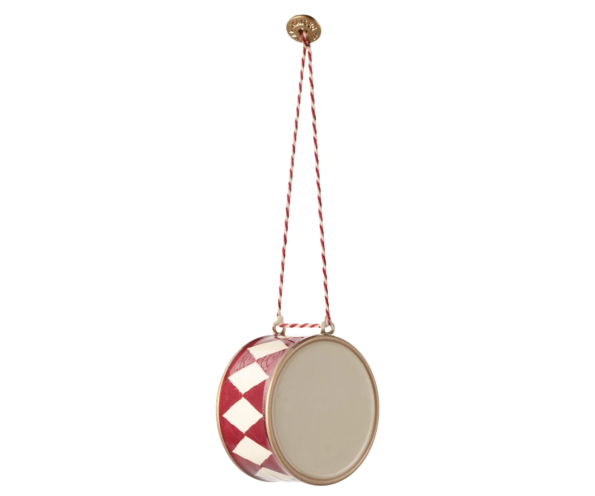 Metal Ornament, Large Drum | Red