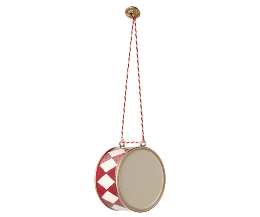 Metal Ornament, Large Drum | Red