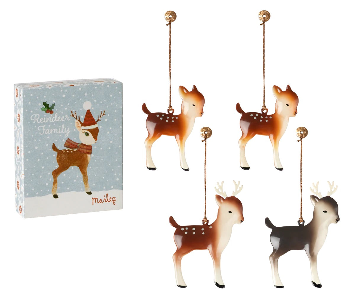 Metal Ornament Set I Reindeer Family