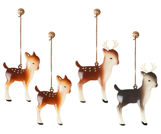 Metal Ornament Set I Reindeer Family