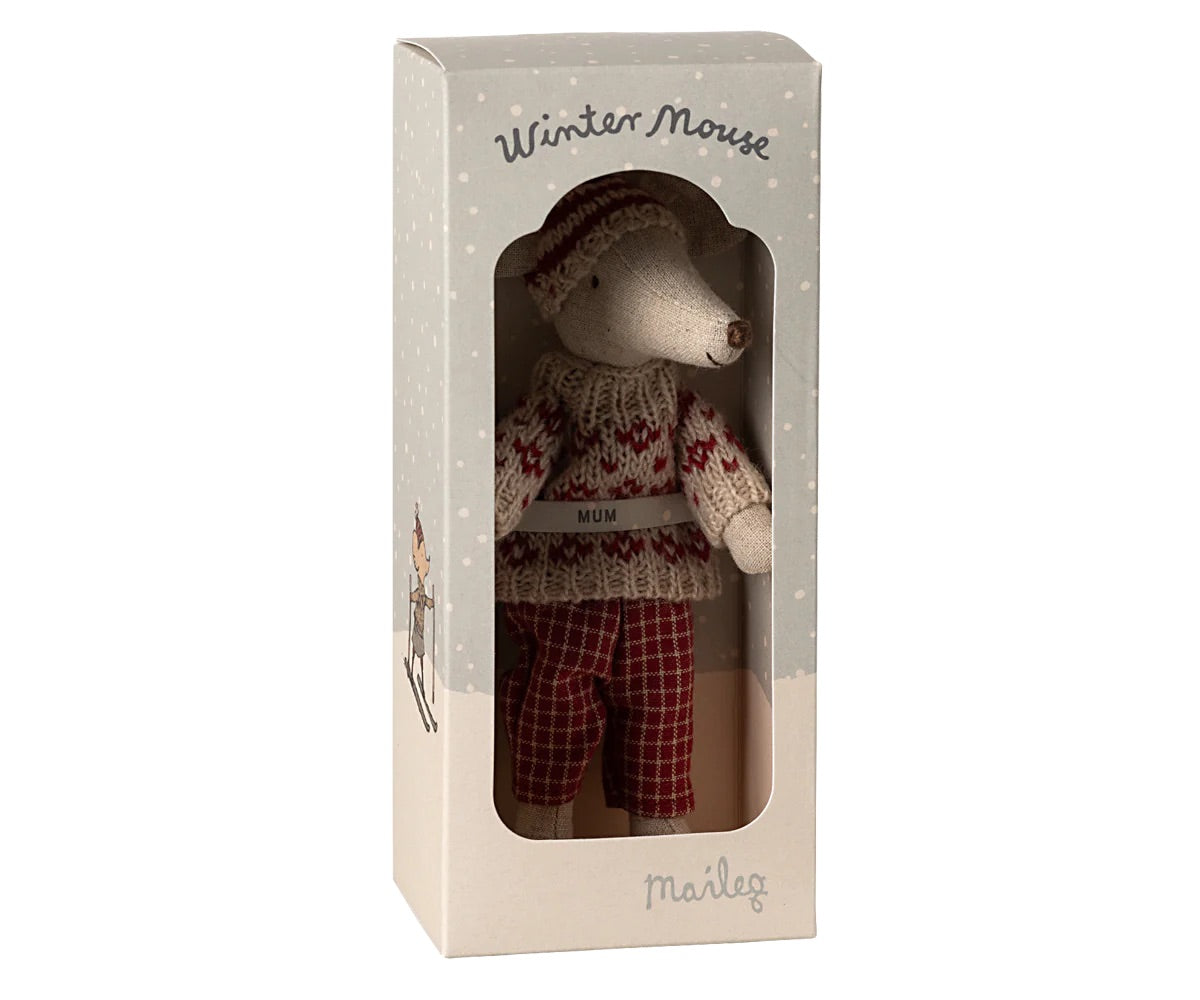 Mum Winter Mouse With Ski Set I Red