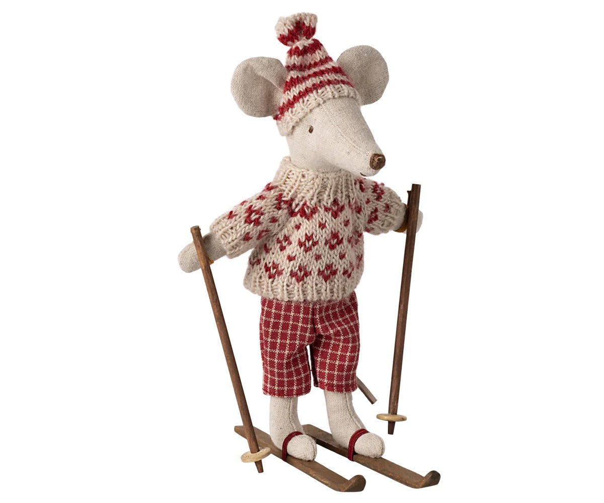 Mum Winter Mouse With Ski Set I Red