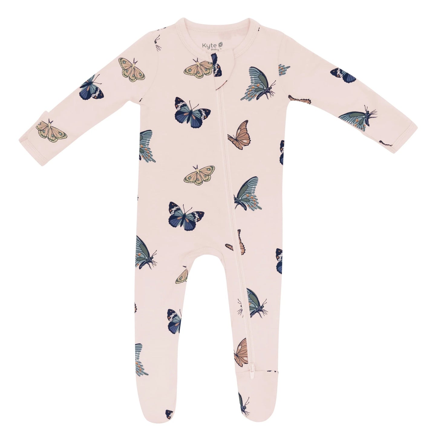 Zippered Footie I Blush Butterfly