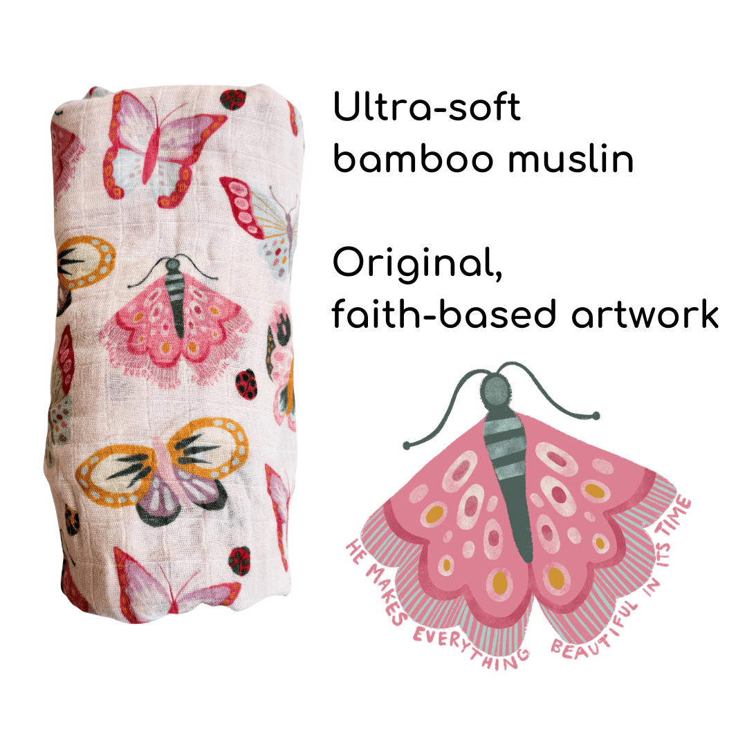 Baby Muslin Swaddle | Catholic Butterfly