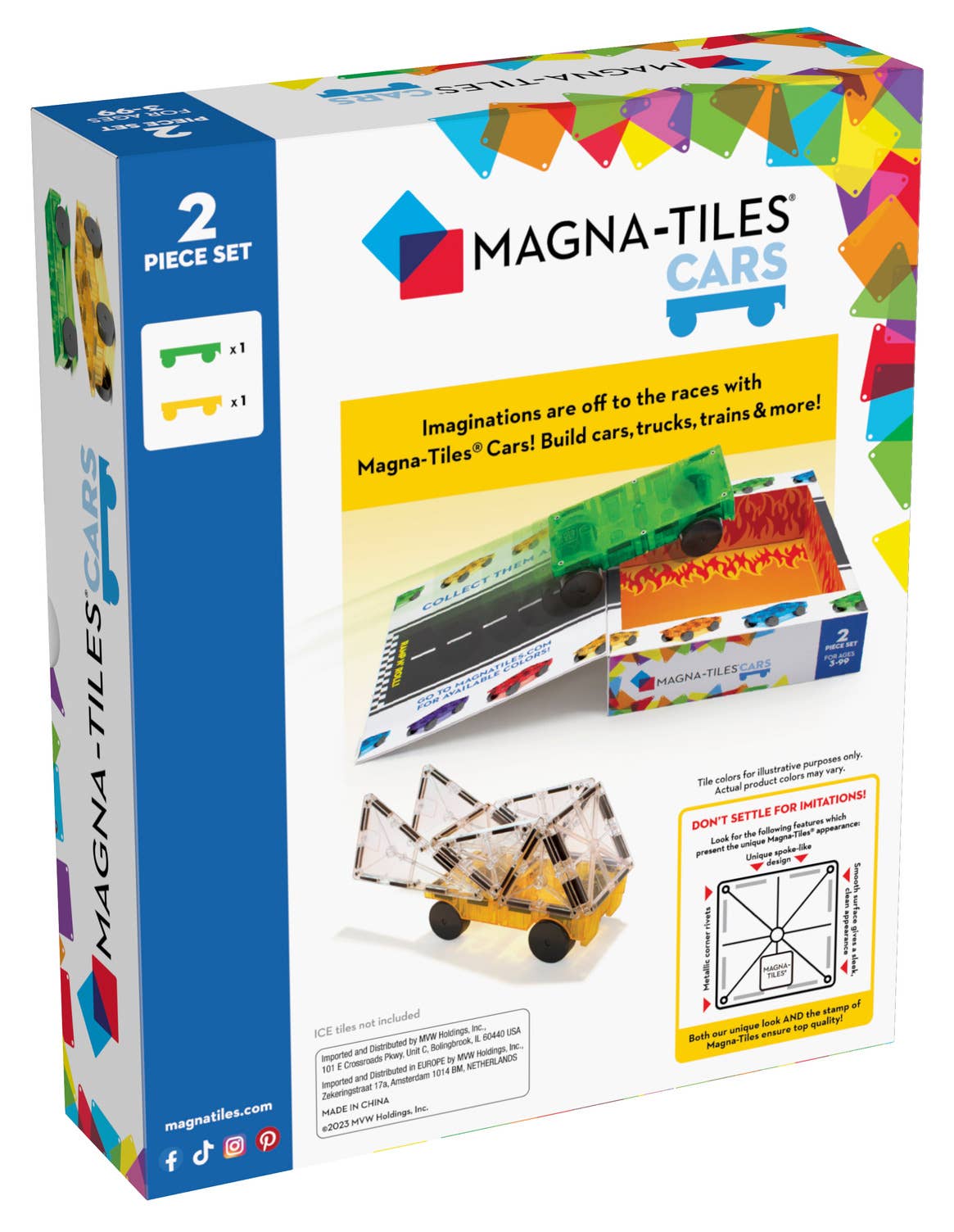 Magna-Tiles Cars I Green & Yellow