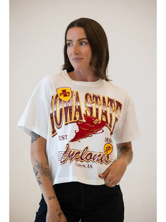 Semi-Cropped Oversized Band Tee | Iowa State