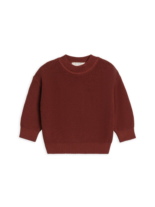 Laurie Sweater Knit Crew Pullover I Garnet