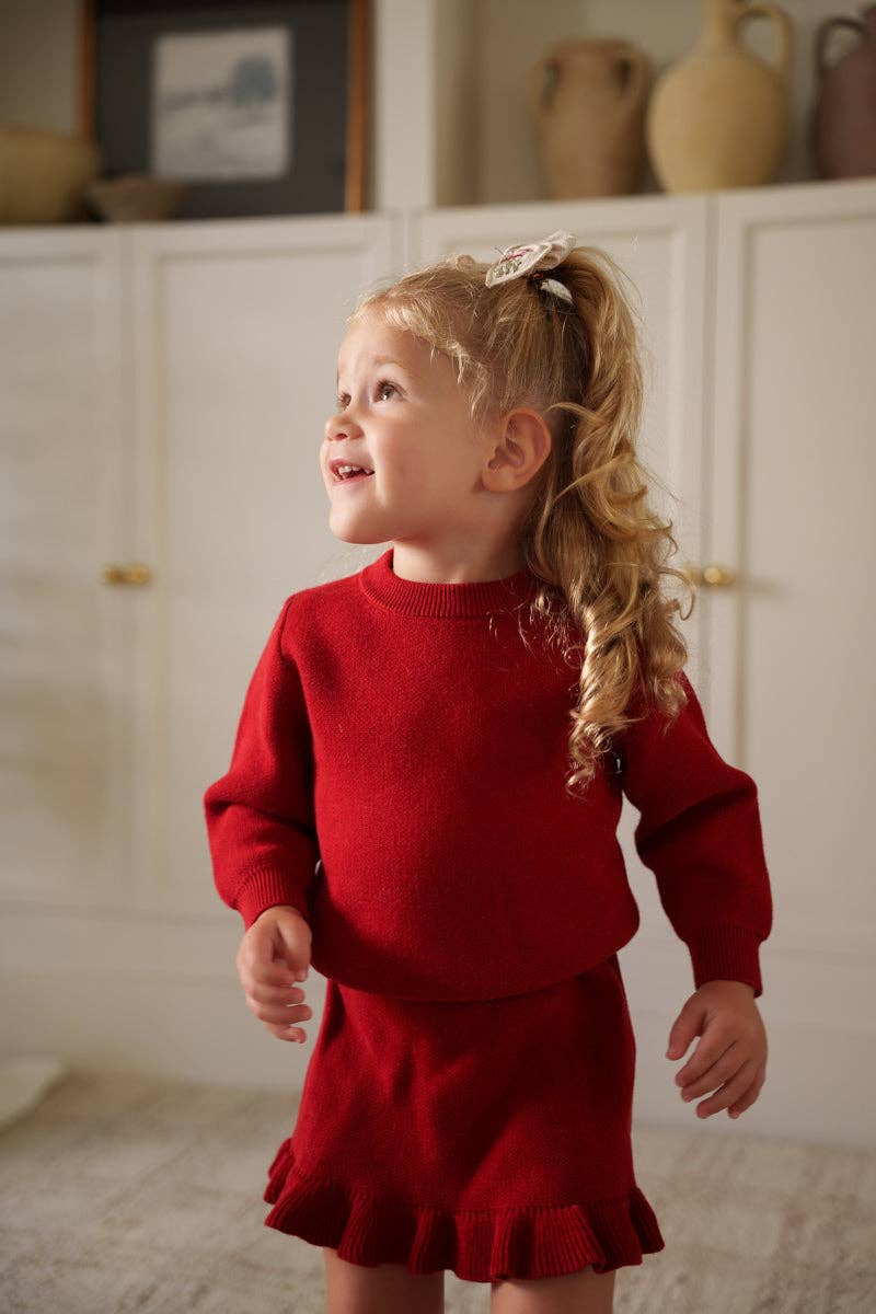 Knit Ruffle Skirt Set: Ruby