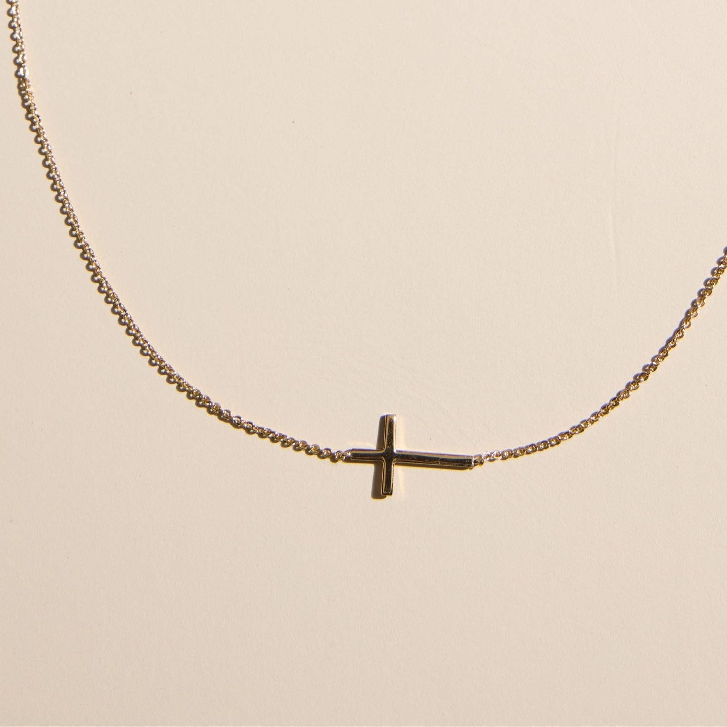 Sideways Cross Necklace| Gold