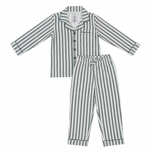Collared Bamboo Set | Green Stripe
