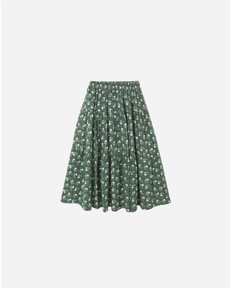 Tiered Midi Skirt | Green Ditsy