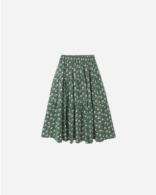 Tiered Midi Skirt | Green Ditsy