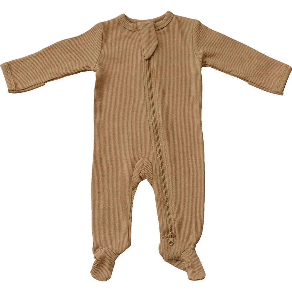 Organic Cotton Ribbed Zipper Footie I Cafe