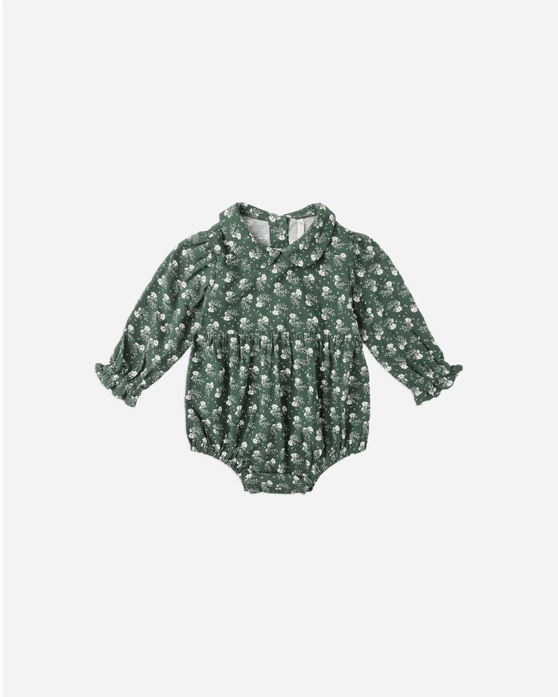 Cora Romper | Green Ditsy