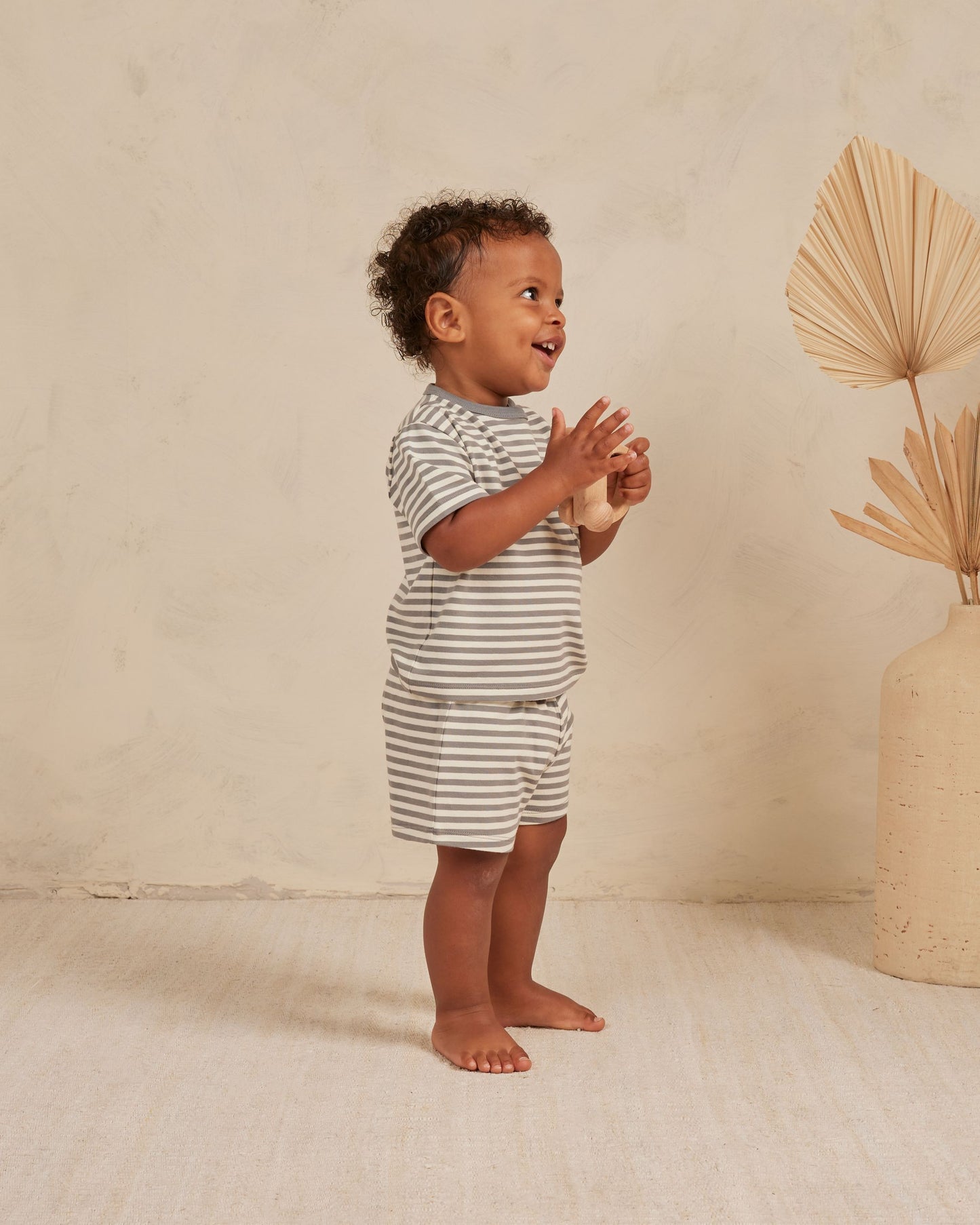 Boxy Pocket Tee+Short Set I Lagoon Stripe