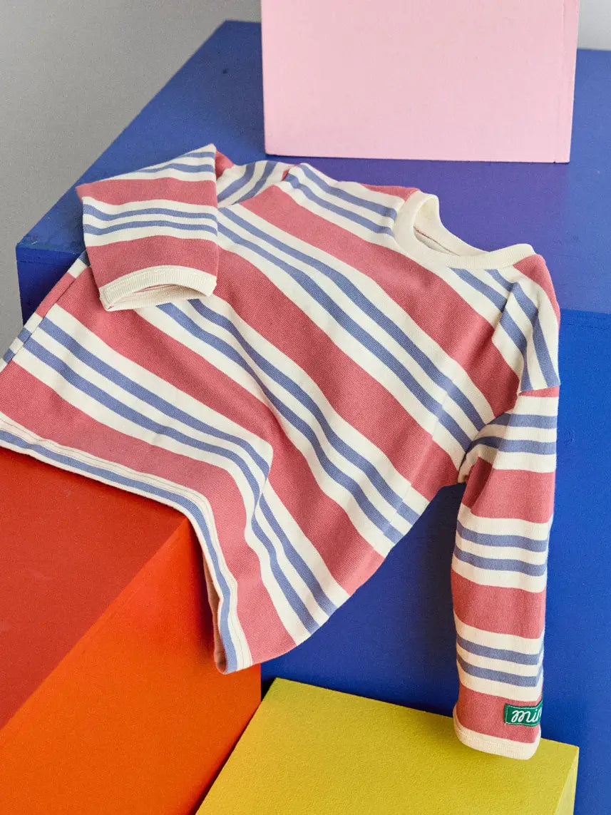 Striped Heavyweight Long Sleeve Tee | Pink