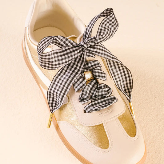 Step It Up Shoelaces | Black Gingham
