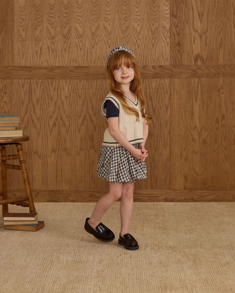 Pleated Mini Skirt | Navy Check