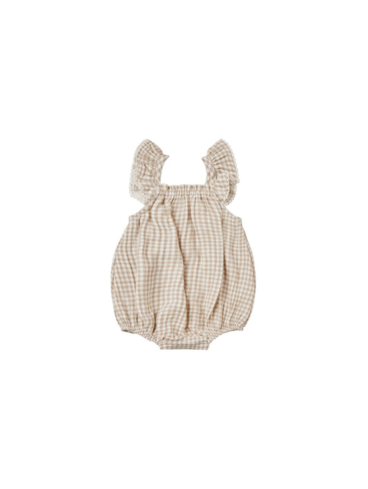 Bonnie Romper I Oat Gingham