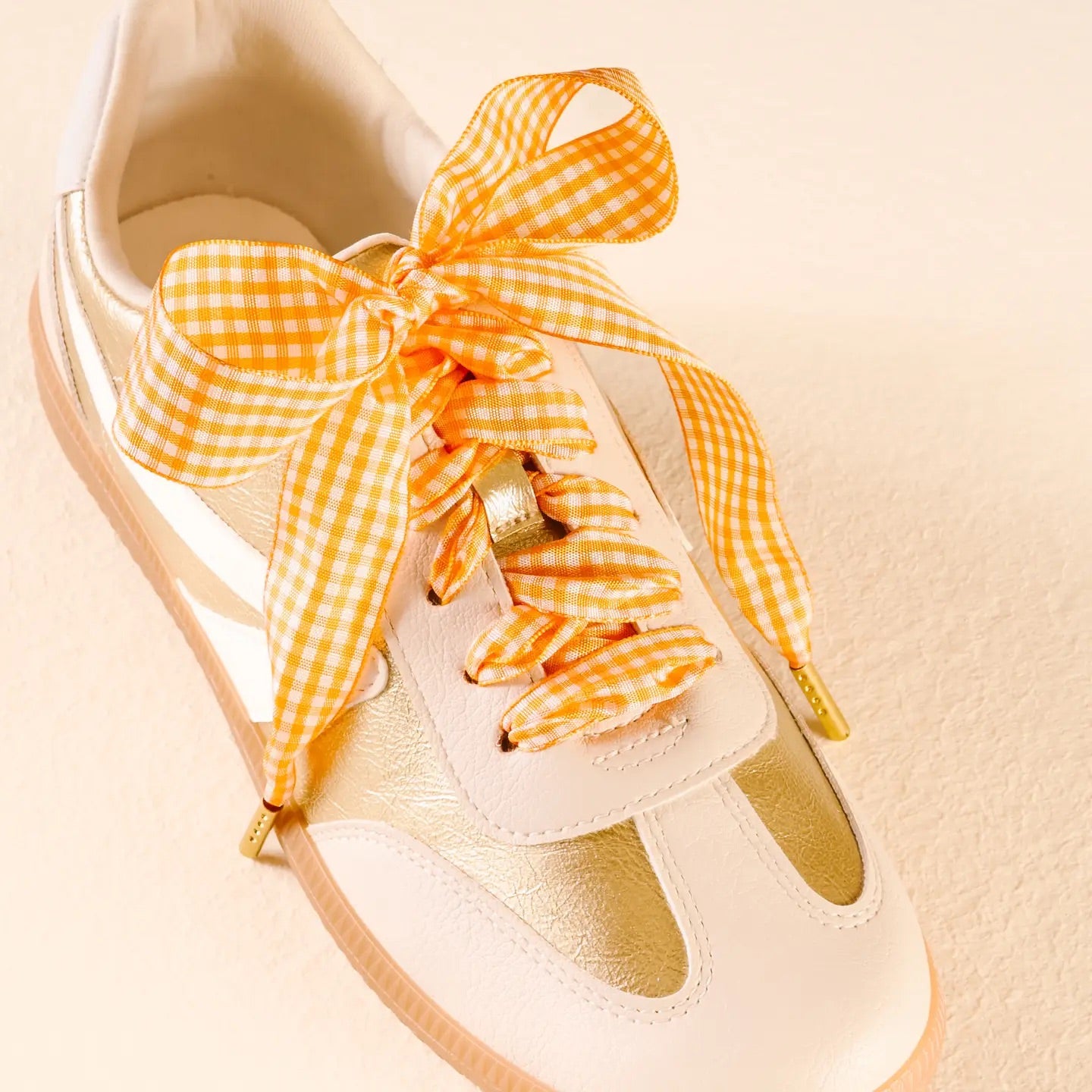Step It Up Shoelaces | Orange Gingham
