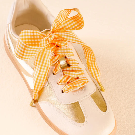 Step It Up Shoelaces | Orange Gingham