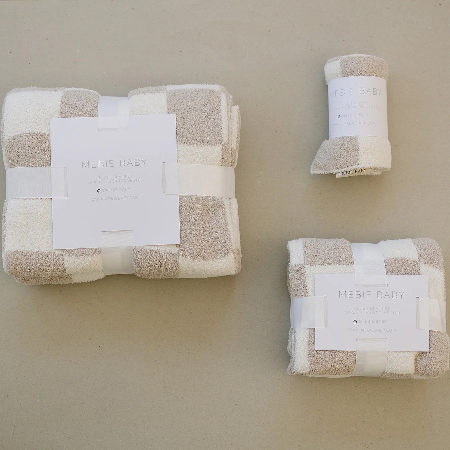 Plush Blanket | Taupe Checkered