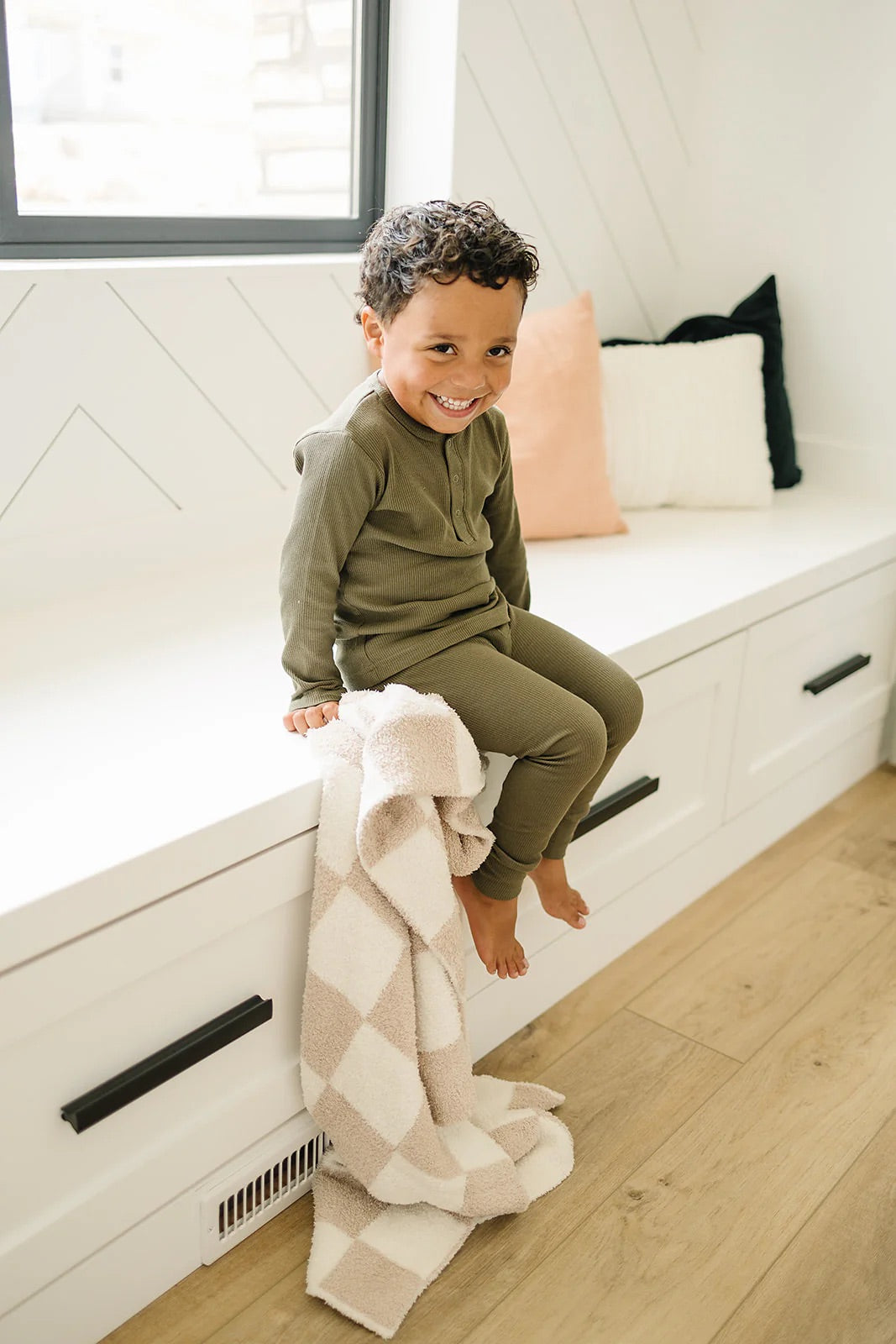 Plush Blanket | Taupe Checkered