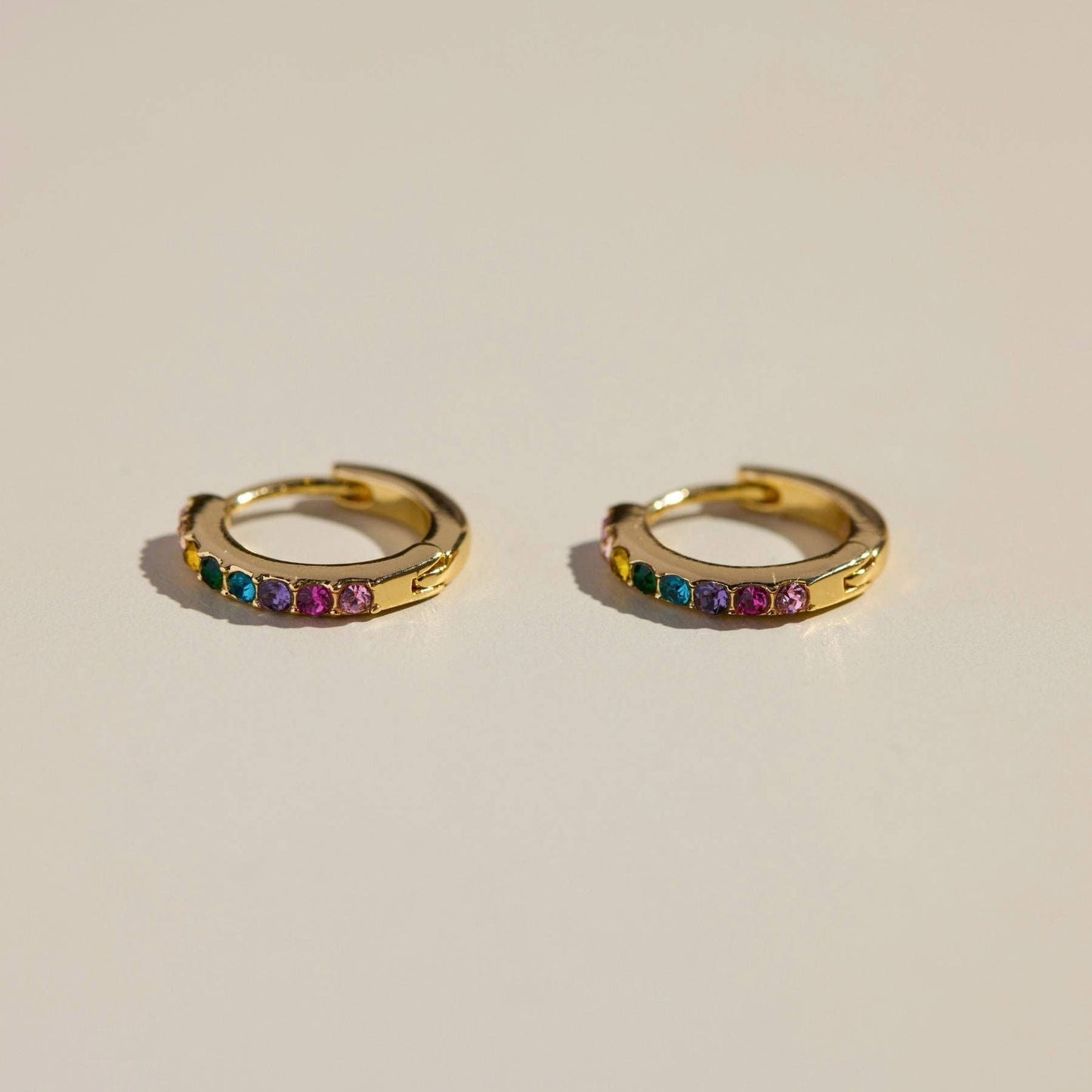 Rainbow Pavé Huggies