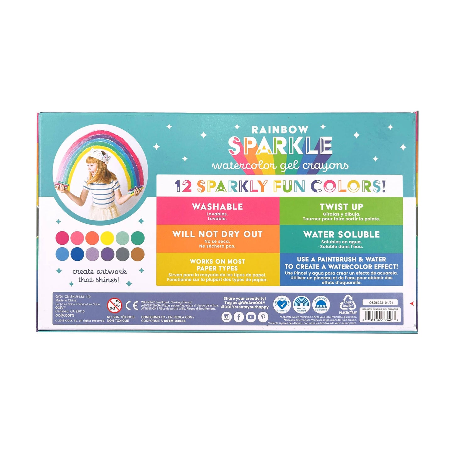 Watercolor Gel Crayons | Rainbow Sparkle