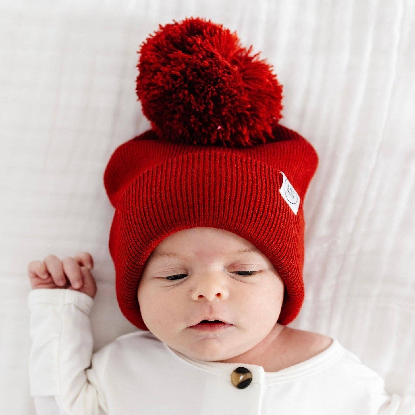 Beanie with Pom I Brick Red