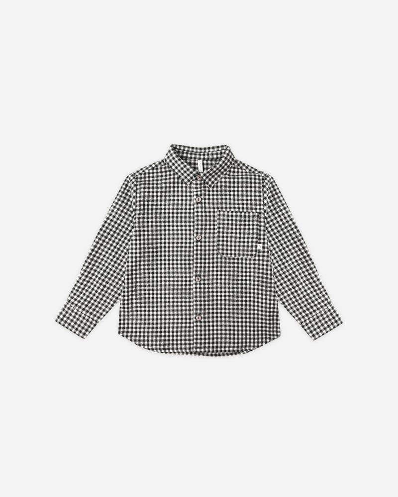 Collared Long Sleeve Shirt | Black Gingham