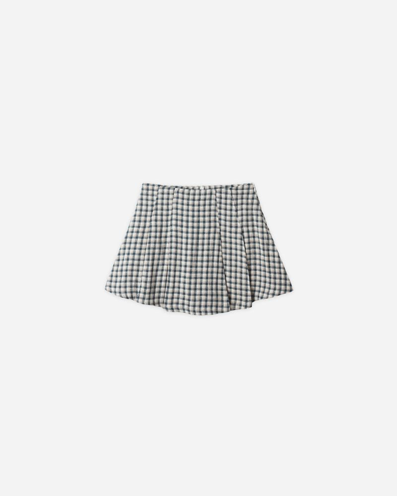 Pleated Mini Skirt | Navy Check