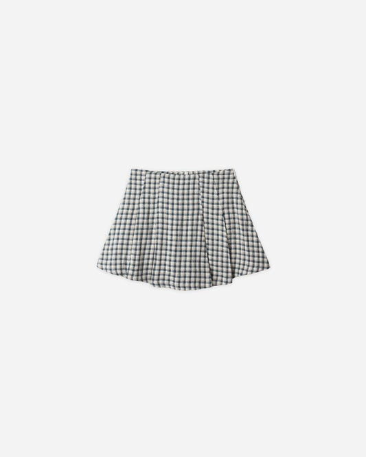 Pleated Mini Skirt | Navy Check