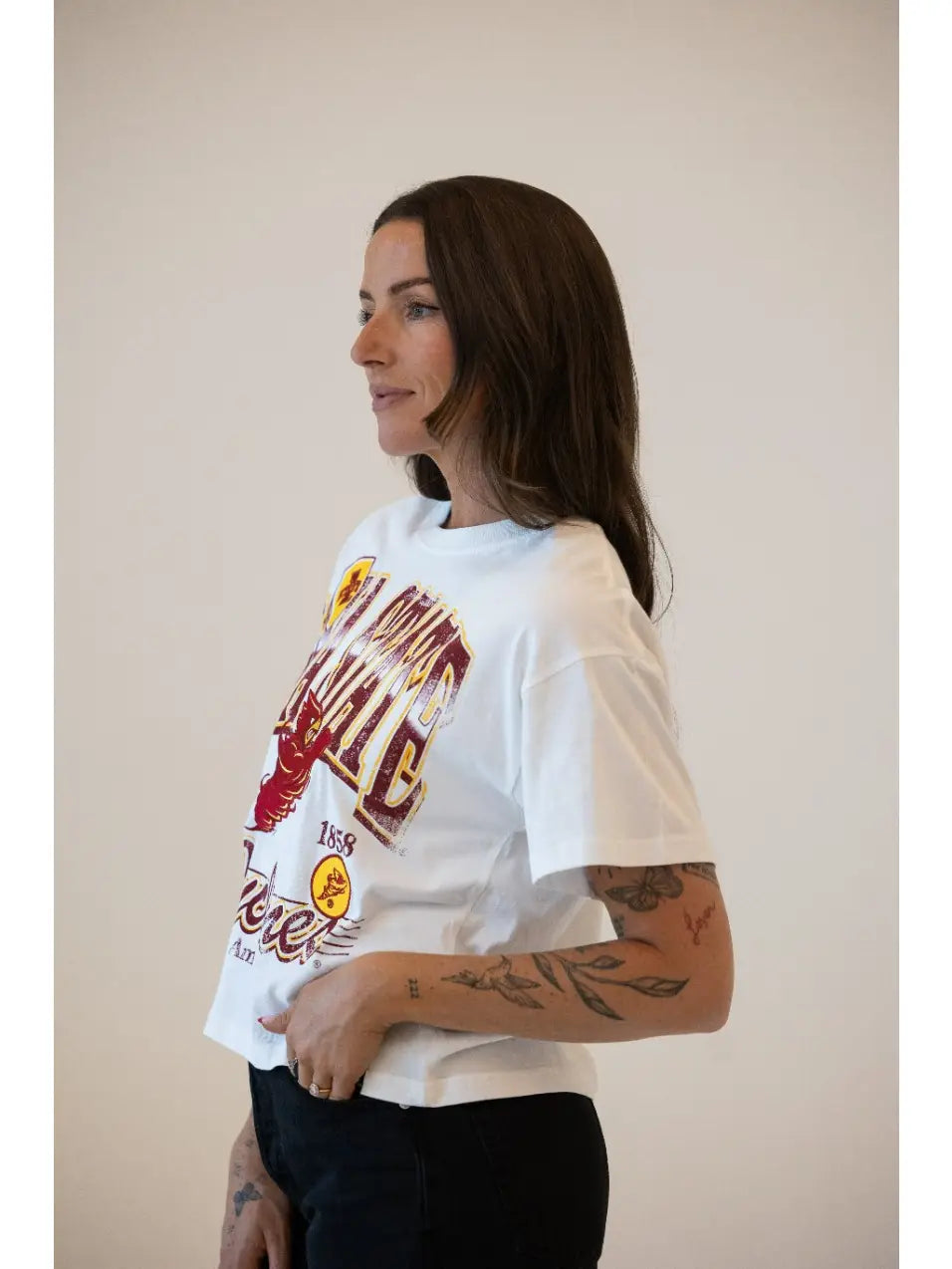 Semi-Cropped Oversized Band Tee | Iowa State