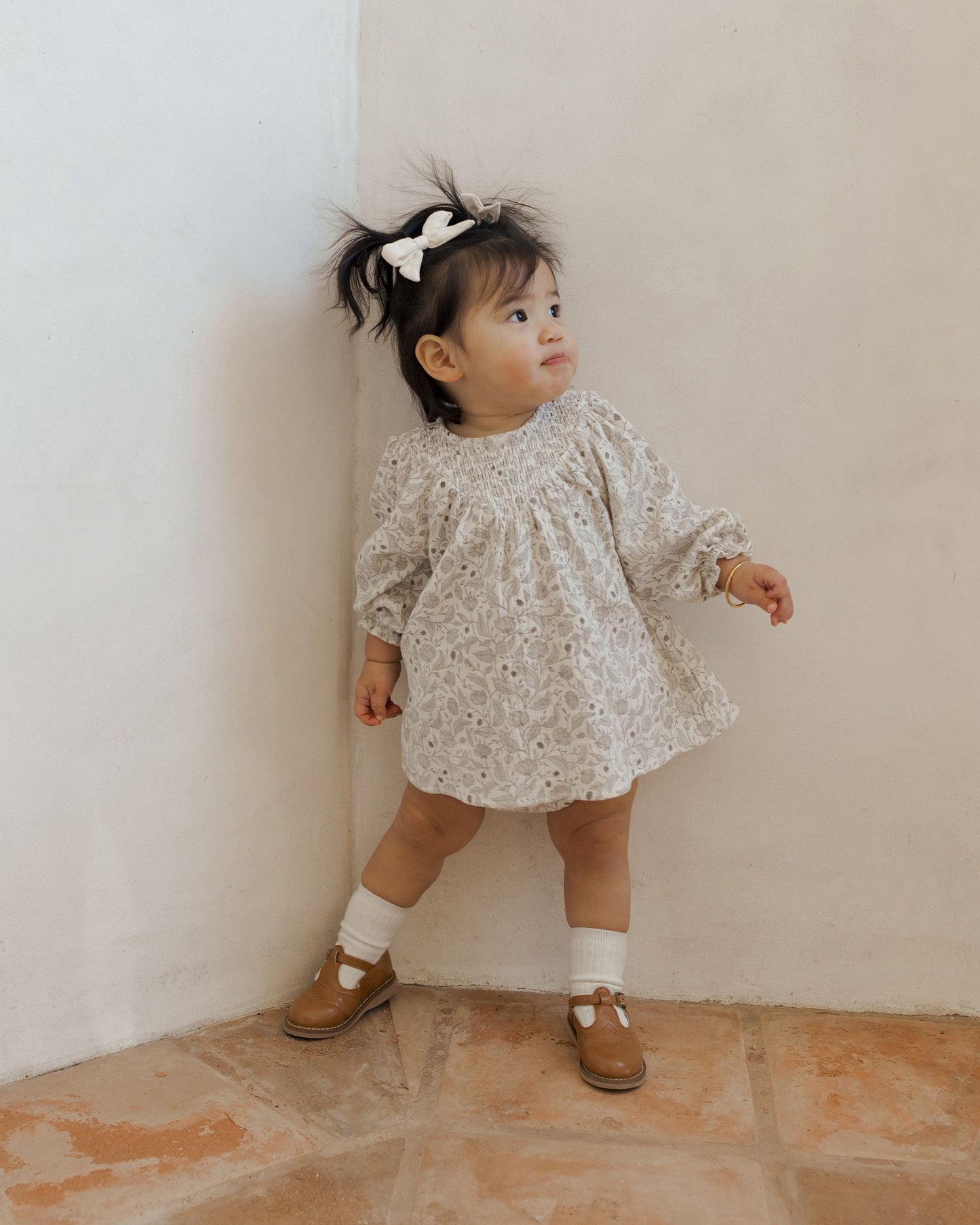 V Smocked Dress I Winter Floral