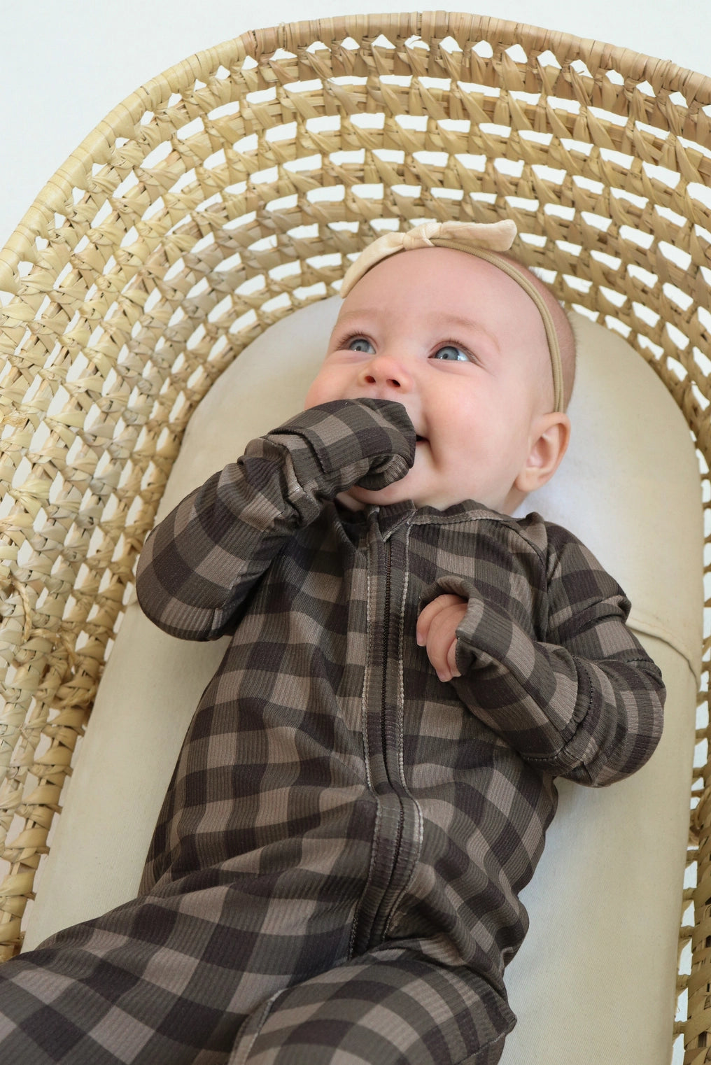 Ribbed Zip Pajamas | Chestnut Gingham
