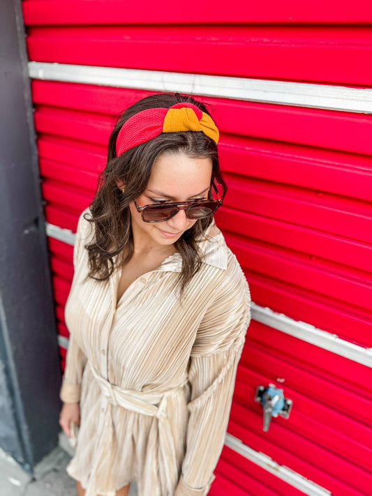 Two-Toned Structured Headband | Scarlet/Gold