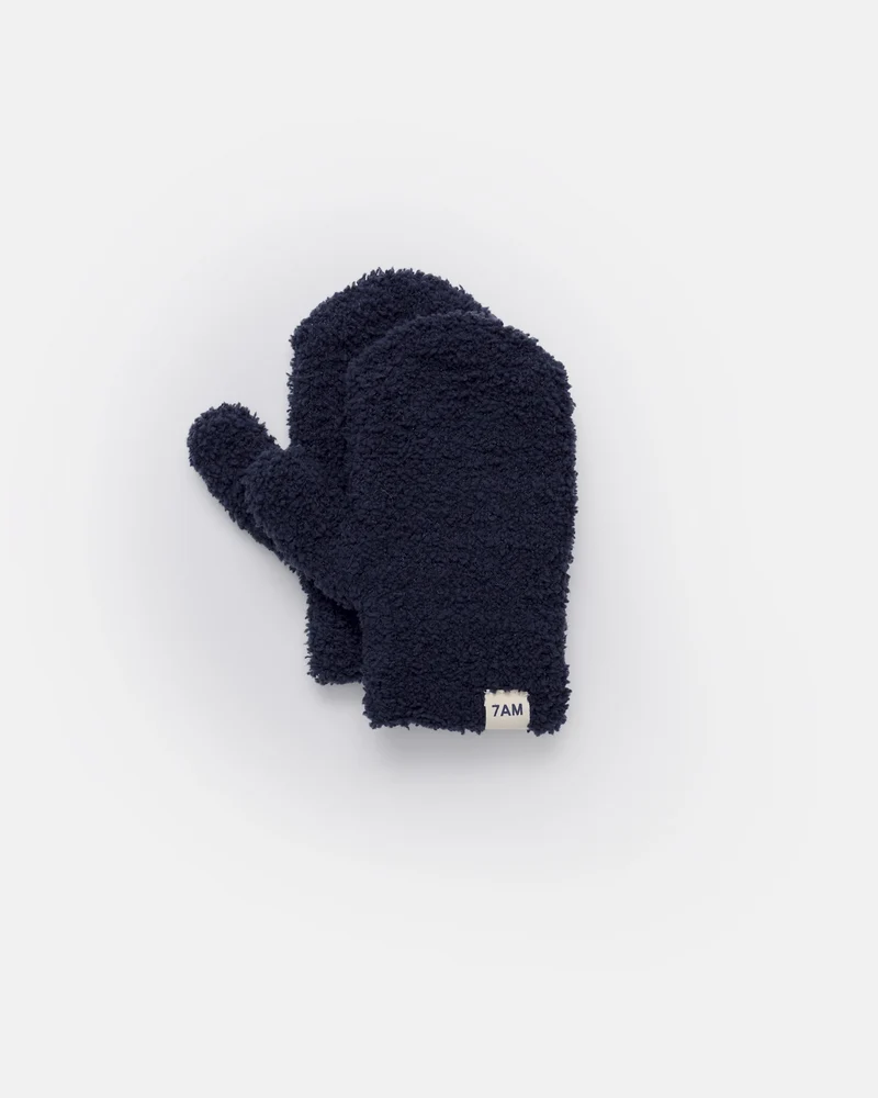 Fuzzy Mittens | Navy