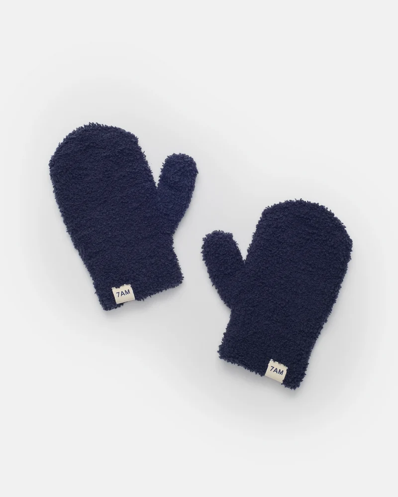 Fuzzy Mittens | Navy