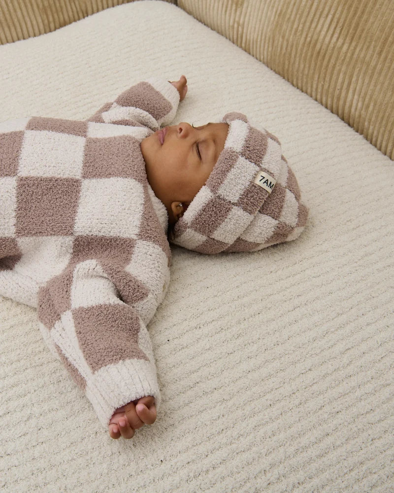Checkers Fuzzy Beanie | Taupe